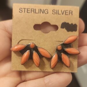 Sterling Silver Orange Leaf Earrings